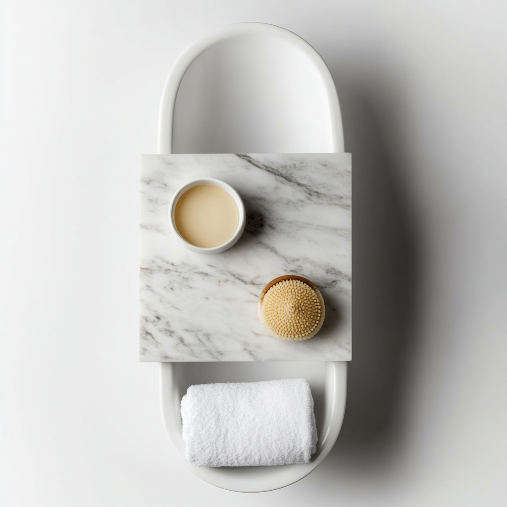 Stavo Luxury Bath Tray - Artisan Marble Texture - Professional Grade Mineral Compound - Heavy-Weight Stability - Aura Series