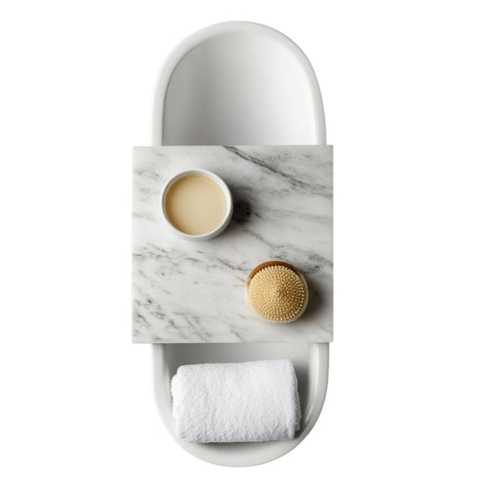 Stavo Luxury Bath Tray - Artisan Marble Texture - Professional Grade Mineral Compound - Heavy-Weight Stability - Aura Series